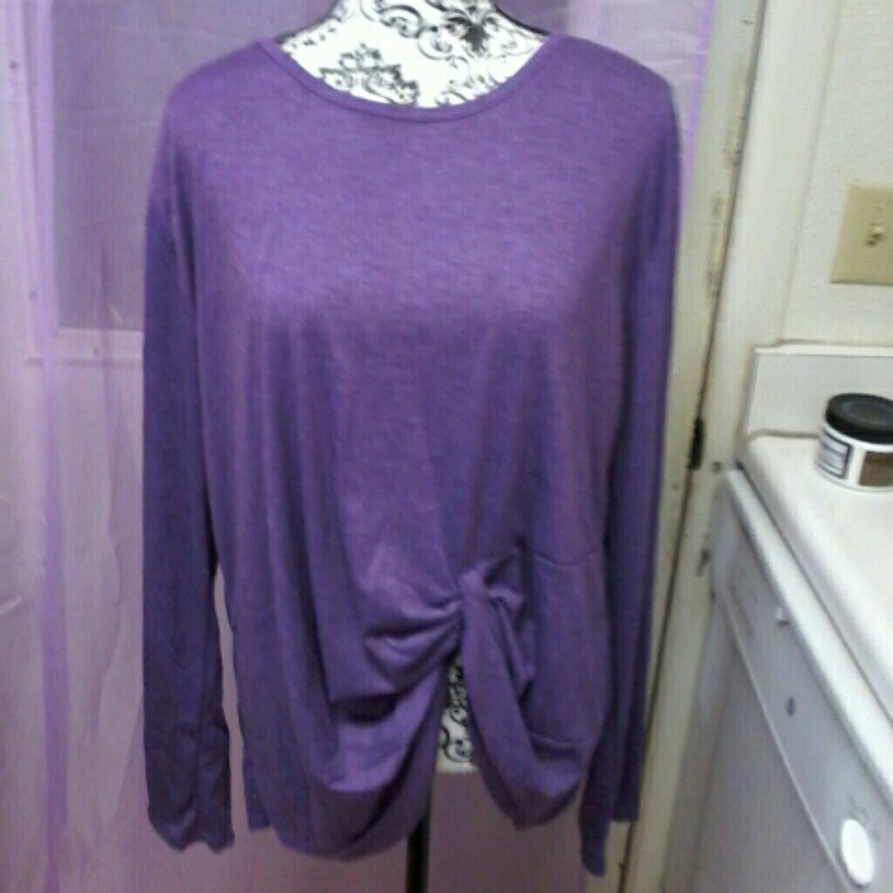 new purple long sleeve cinched tee, 2x